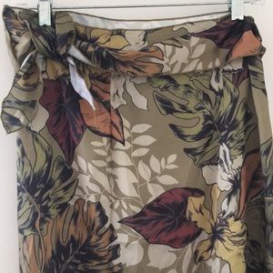 Khaki flowers wrap around envelope long skirt